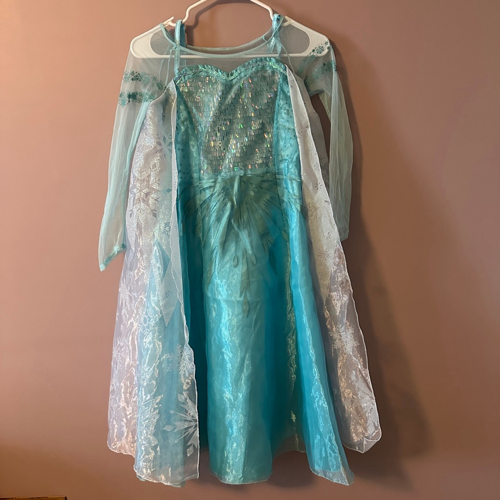 Girls Disney Parks Elsa Costume Blue White Bibbidi Bobbidi Boutique 9/10 Frozen